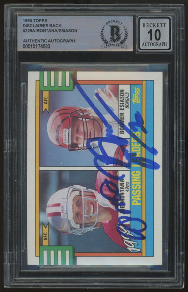 1990 Topps Montana/Esiason Disclaimer Back Dual Signed Auto BGS Auto 10 *503