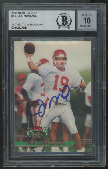 1993 Stadium Club Joe Montana Signed Auto #440 BGS Authentic Auto 10