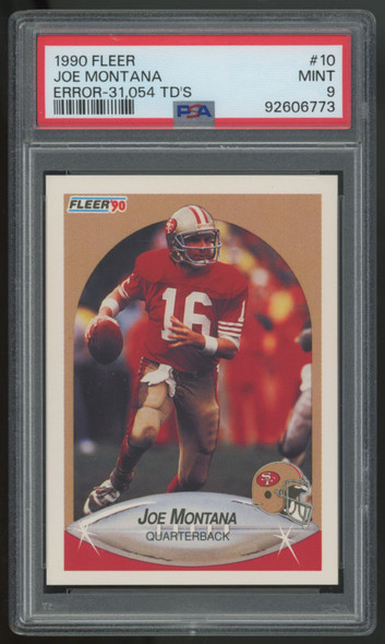1990 Fleer Joe Montana TD's Error #10 PSA 9 *773
