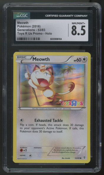2016 Pokemon Meowth Toys R Us Promo Holo #53 CGC 8.5