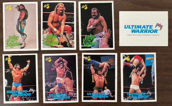1990 WWF Classic Ultimate Warrior and Jake The Snake Roberts Card Lot VG-EX