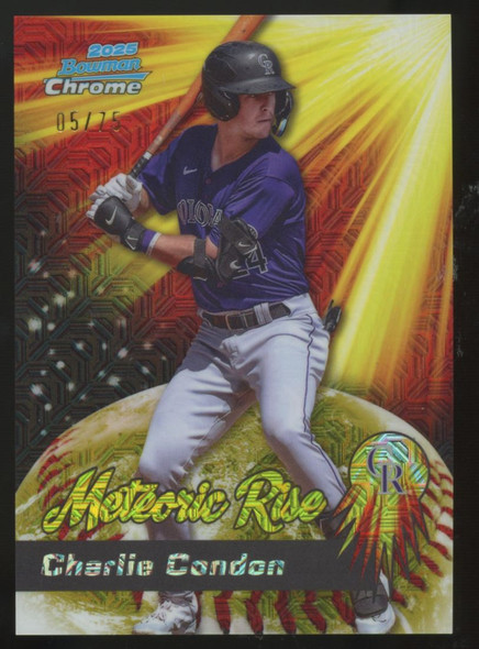 2025 Bowman Chrome Mega Charlie Condon Meteoric Rise Yellow Refractor /75 #MR-8