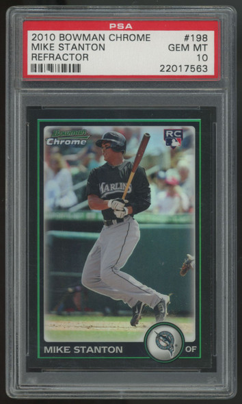 2010 Bowman Chrome Mike Giancarlo Stanton RC Refractor #198 PSA 10 2010 Bowman Chrome Mike Giancarlo Stanton RC Refractor #198 PSA 10
