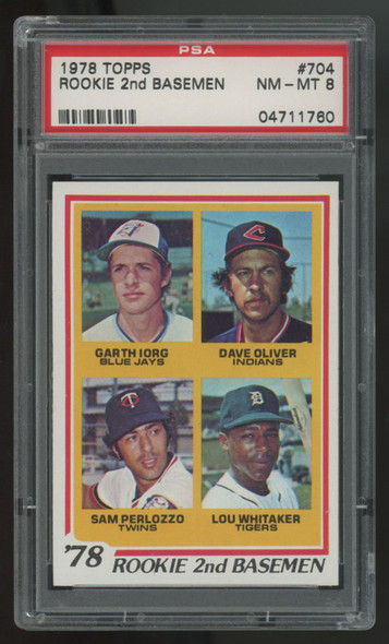 1978 Topps Lou Whitaker RC Rookie 2nd Basemen #704 PSA 8