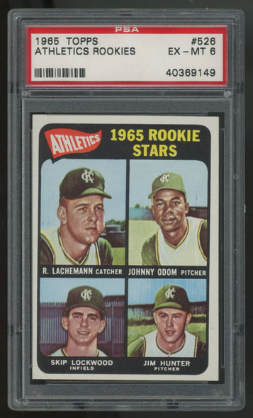 1965 Topps Jim Catfish Hunter RC Rookie Stars #526 PSA 6