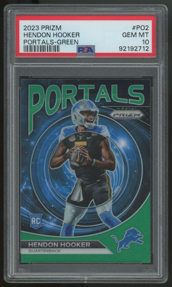 2023 Prizm Hendon Hooker RC Portals Green #PO2 PSA 10