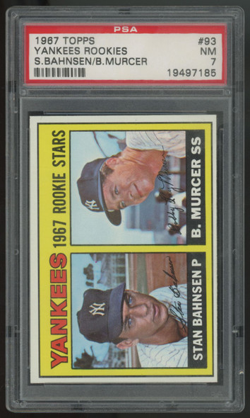 1967 Topps Stan Bahnsen/Bobby Murcer RC Rookie Stars #93 PSA 7 1967 Topps Stan Bahnsen/Bobby Murcer RC Rookie Stars #93 PSA 7