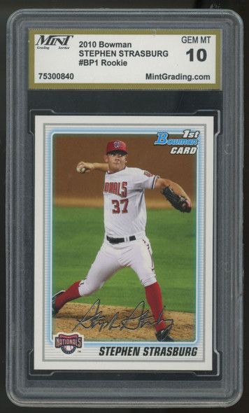 2010 Bowman Stephen Strasburg RC 1st #BP1 MGS 10 2010 Bowman Stephen Strasburg RC 1st #BP1 MGS 10