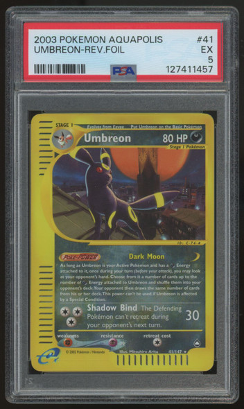 2003 Pokemon Umbreon Aquapolis Reverse Holo #41 PSA 5