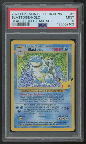 2021 Pokemon Blastoise Celebrations Classic Collection Holo #2 PSA 9