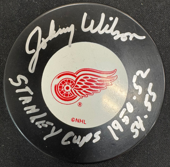 Johnny Wilson Signed Autographed Inscribed Puck JSA Cert