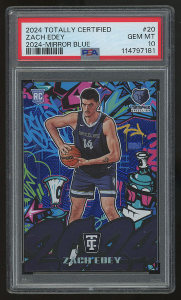 2024-25 Totally Certified Zach Edey RC Mirror Blue /49 #20 PSA 10