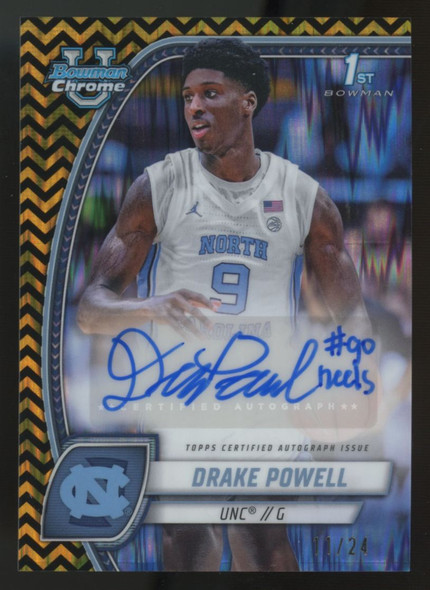 2024-25 Bowman Chrome U Drake Powell 1st Prospect Black & Gold Stealth Auto /24