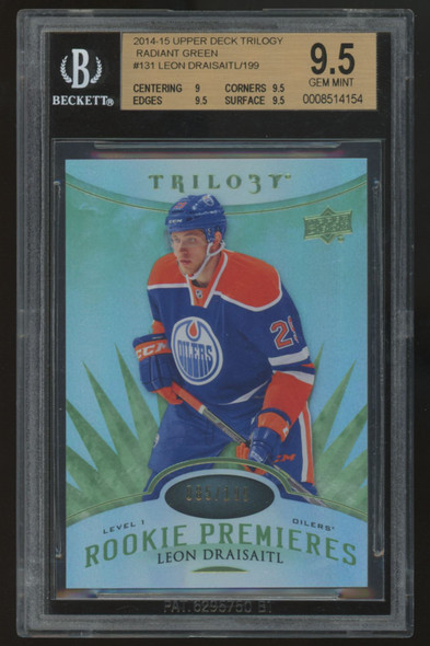 2014-15 UD Trilogy Leon Draisaitl RC Premieres Radiant Green /199 #131 BGS 9.5