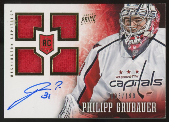 2013-14 Panini Prime Philipp Grubauer RC Patch Auto RPA /199 #179