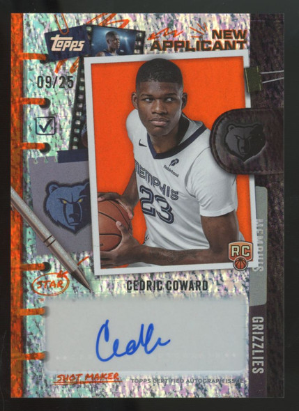 2025-26 Topps Cedric Coward RC New Applicant Orange Holo Foil Auto /25 #NA-CC