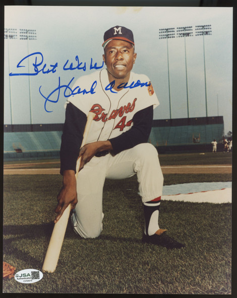 Hank Aaron Signed Autographed Inscribed 8x10 Photo JSA