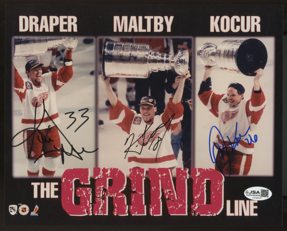 Kris Draper Kirk Maltby Joe Cocur Signed Autographed 8x10 Photo JSA