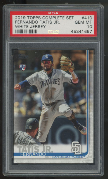 2019 Topps Complete Set Fernando Tatis Jr. RC White Jersey #410 PSA 10