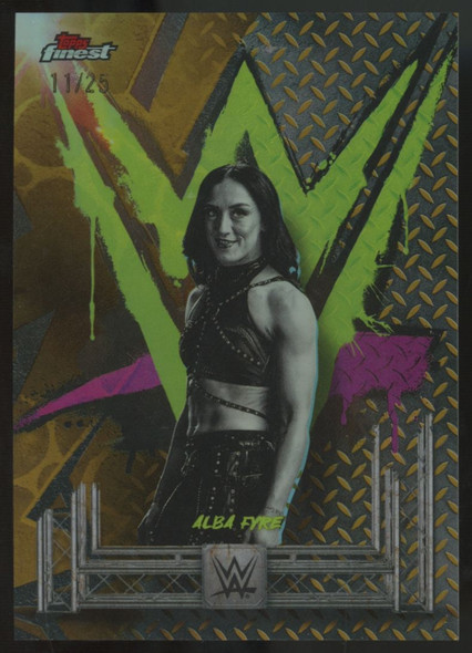 2025 Topps Finest WWE Alba Fyre Uncommon Gold Refractor /25 #189