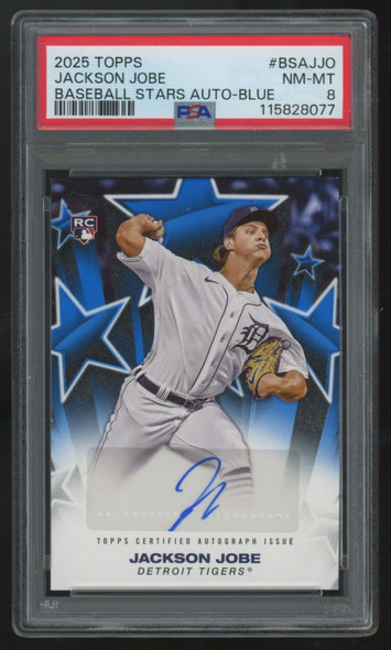 2025 Topps Jackson Jobe RC Baseball Stars Blue Auto /150 #BSA-JJO PSA 8