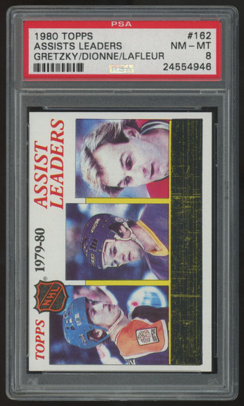 1980-81 Topps Gretzky/Dionne/LaFleur Assists Leaders #162 PSA 8