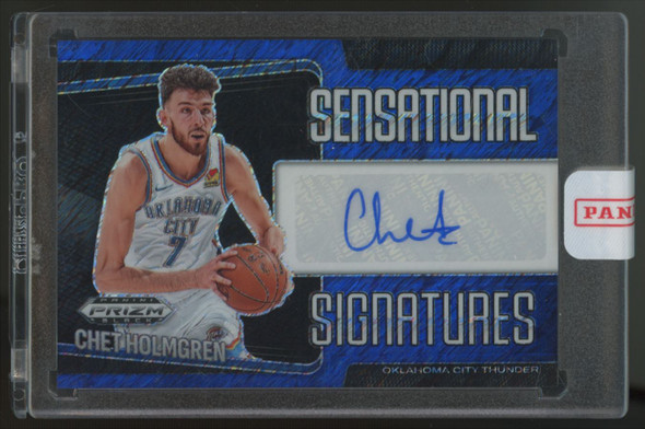 2024/25 Prizm Black Chet Holmgren Sensational Auto Blue Shimmer /25 #SS-HOL