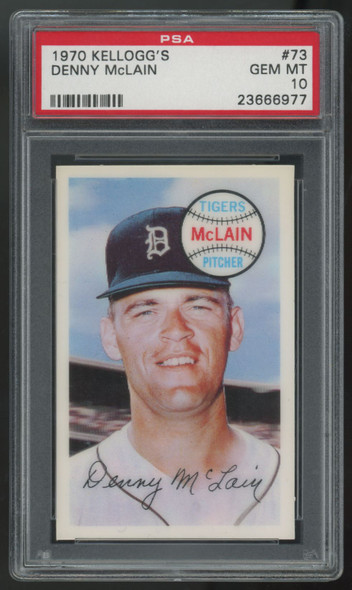 1970 Kellogg's Denny McLain #73 PSA 10