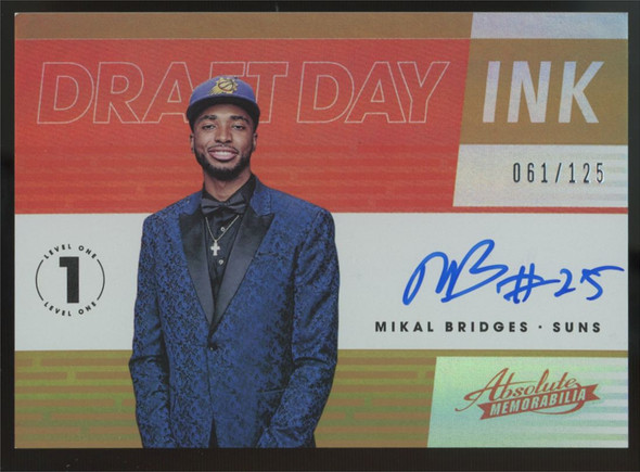 2018-19 Panini Absolute Mikal Bridges RC Level One Draft Day Auto /125 #DD-MKB
