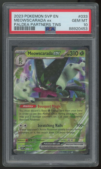 2023 Pokemon Meowscarada ex Paldea Partner Tins #033 PSA 10