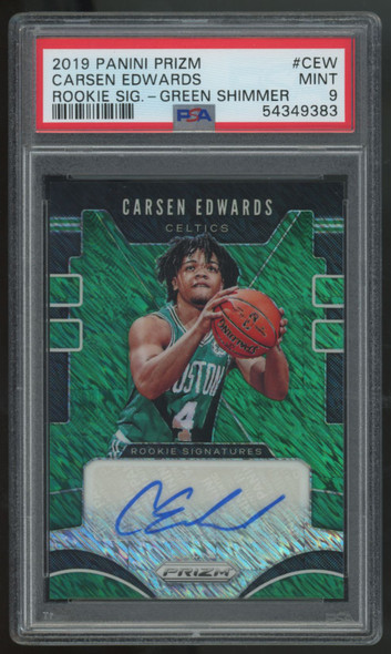 2019-20 Panini Prizm Carsen Edwards RC Auto Green Shimmer /25 #RS-CEW PSA 9