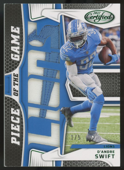 2022 Panini Certified D'Andre Swift Piece Of The Game Green Patch /5 #PG-DS