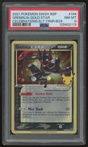 2021 Pokemon Greninja Gold Star Celebrations ETB Promo #SWSH144 PSA 8 (D)