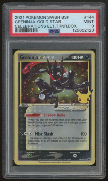 2021 Pokemon Greninja Gold Star Celebrations ETB Promo #SWSH144 PSA 9 (C)