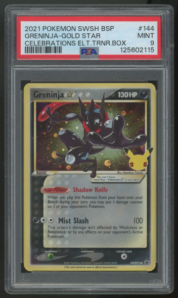 2021 Pokemon Greninja Gold Star Celebrations ETB Promo #SWSH144 PSA 9 (B)
