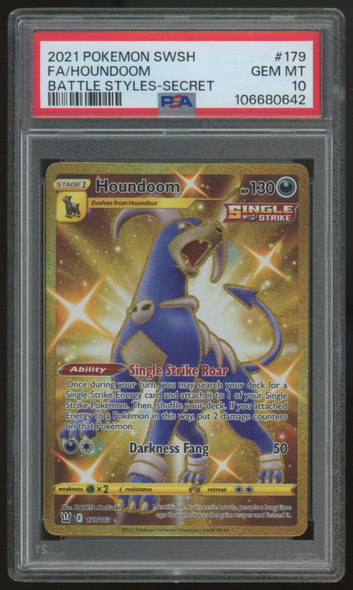 2021 Pokemon Houndoom Battle Styles Secret Full Art #179 PSA 10