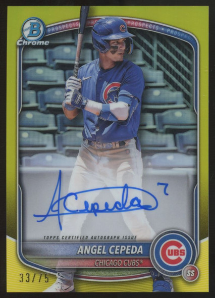2025 Bowman Chrome Angel Cepeda Yellow Prospect Auto /75 #CPA-AC