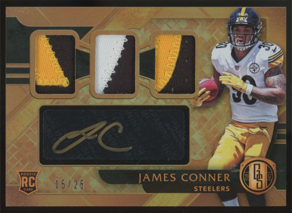 2017 Panini Gold Standard James Conner RC Gold Triple Patch Auto RPA /25 #295