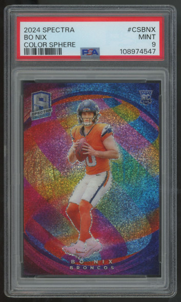 2024 Panini Spectra Bo Nix RC Color Sphere SSP #CS-BNX PSA 9