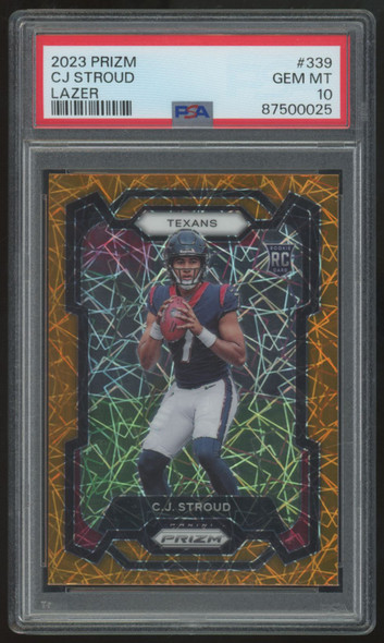 2023 Panini Prizm C.J. Stroud RC Orange Lazer #339 PSA 10