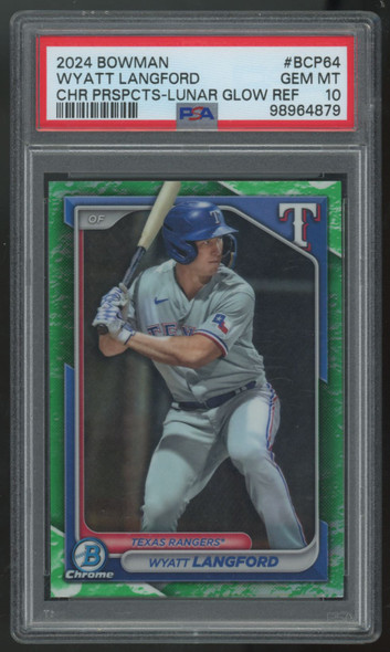 2024 Bowman Wyatt Langford Chrome Prospect Lunar Glow #BCP-64 PSA 10