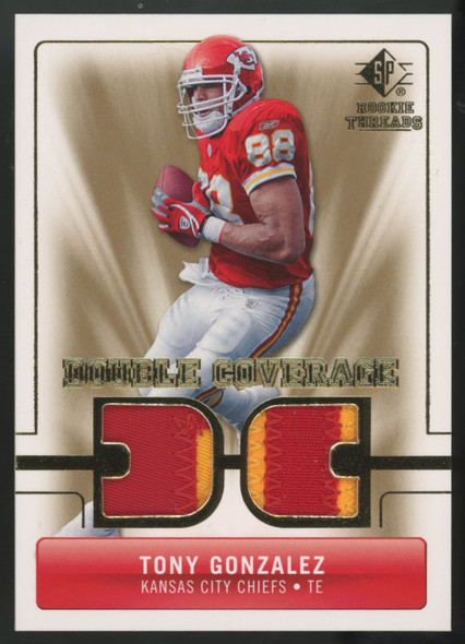 2007 UD SP Rookie Threads Tony Gonzalez Double Coverage Dual Patch #DC-GO