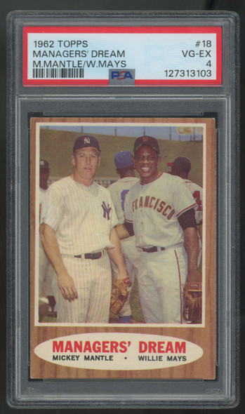 1962 Topps Mantle/Mays Managers Dreams #18 PSA 4 *103