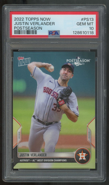 2022 Topps Now Justin Verlander Postseason #PS-13 PSA 10