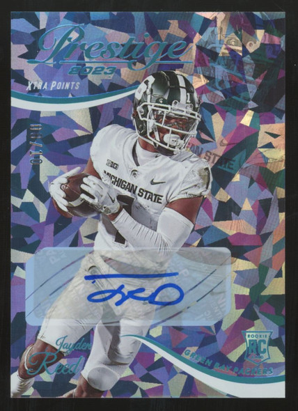 2023 Panini Prestige Jayden Reed RC Xtra Points Premium Platinum Auto /10 #348
