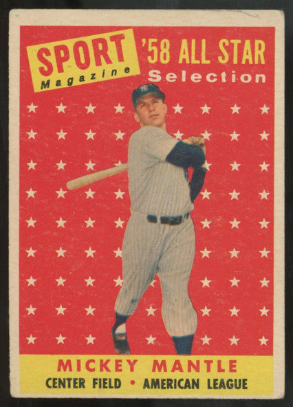 1958 Topps Mickey Mantle All Star Selection #487 VG (MK)