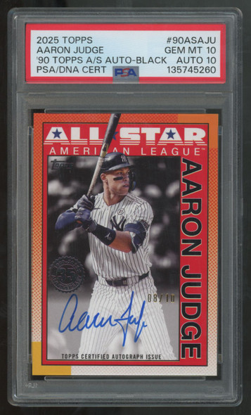 2025 Topps Aaron Judge 1990 All Stars Black Auto /10 #90AS-AJU PSA 10 10