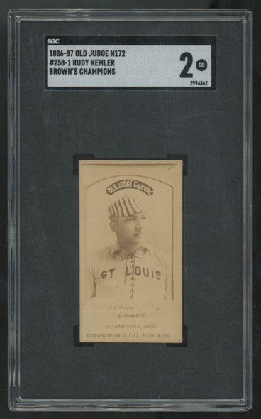 1886-87 Old Judge M172 Rudy Kemler Brown's Champions #258-1 SGC 2
