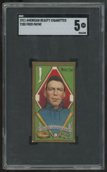 1911 T205 Fred Payne American Beauty Cigarettes Back SGC 5