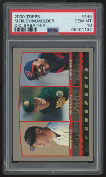 2000 Topps Matt Riley/Mark Mulder/C.C. Sabathia Prospects #446 PSA 10
